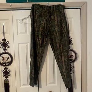 Duck Bay Vintage TreBark Rain Pants Mens Medium Green Brown Camo Hunting Outdoor